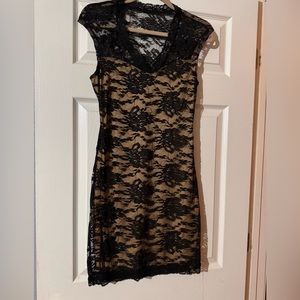 Black, illusion lace dress